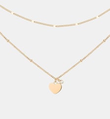 Collier double chaînes Jamais sans Toi | Médaille Coeur en Plaqué Or avec diamant blanc La Garçonne Diamant