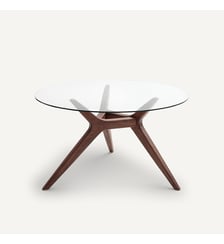Table ronde diamètre 130 verre et noyer AM.PM