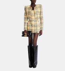 Robe courte en tweed à paillettes à fines bretelles Balmain