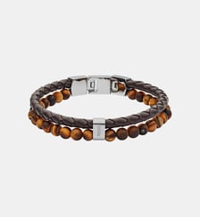 Bracelet multi-rangs cuir et perles Fossil