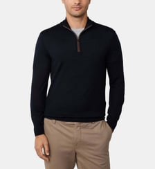 Pull À Demi-Zip En Laine Mérinos-Soie Hackett London