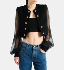 Spencer en tweed et mousseline Balmain
