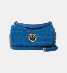 Sac à bandoulière mini love bag click soft horizontal en cuir embossé crocodile Pinko