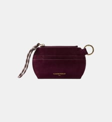 Porte-cartes zippé en suède bordeaux Claudie Pierlot