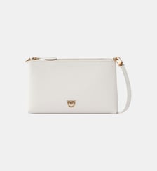 Pochette plate en cuir avec logo love birds Pinko