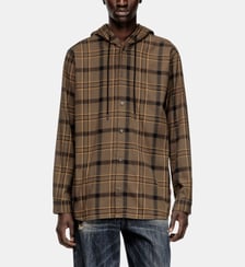Chemise à capuche en flanelle à carreaux avec logo Diesel