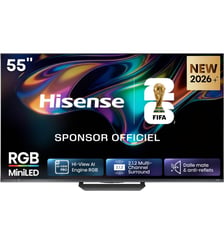 TV RGB 55UR8S (2026) 55" (139 cm) 4K Ultra HD - Expérience Gaming, 180Hz, Smart TV, anti-reflet Hisense