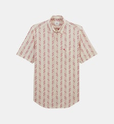 Chemise jacquard manches courtes avec fleurs brodées en coton Serge Blanco