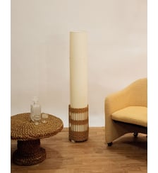 Lampadaire fin en rotin Julien N°149- Produit chiné Debongout