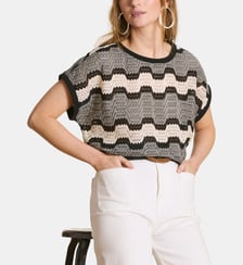 T-shirt en crochet manches courtes La Fée Maraboutée