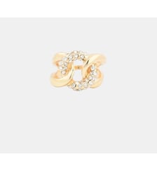 Bague à maillons dorés et strass Balaboosté