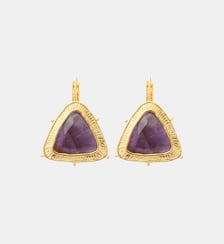 Boucles d'oreilles dormeuses triangulaires   doré à l'or fin - Bysance Satellite