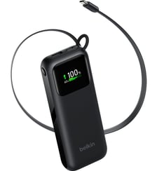 Batterie externe 11000 mAh noir avec cable retractable Belkin