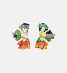 Boucles d'oreilles demi feuilles Balagane imprimé mosaïque Balaboosté