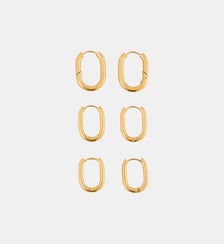 Set x3 mini créoles carrées - acier inoxydable doré Balaboosté
