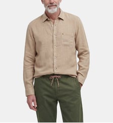 Chemise manches longues unie en lin Serge Blanco