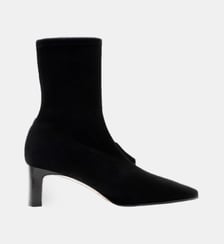 Edna - Bottines En Cuir Velours Stretch Noir Parallèle