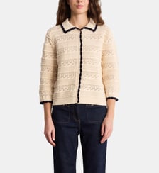Gilet en crochet à col polo contrasté - LYSA Pablo