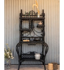 Étagère en rotin noir Gaëlle N°1467- Produit chiné Debongout
