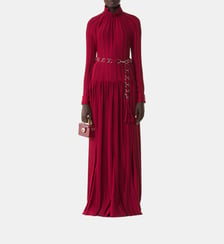 Robe Longue En Charmeuse Plissée Lanvin
