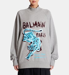 Sweat-shirt en molleton imprimé Balmain
