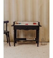 Coiffeuse en bois noir et marbre blanc Louise N°335- Produit chiné Debongout