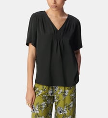 Top manches courtes satiné détails smocks Ikks