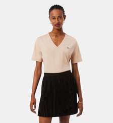 T-shirt relaxed fit coton doux col V Lacoste