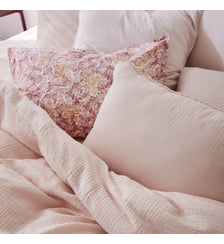 Taie d'oreiller en gaze de coton, SIMPLEMENT GAUFRÉ Blanc Cerise