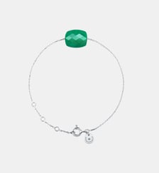 Bracelet, agate verte, or blanc Morganne Bello