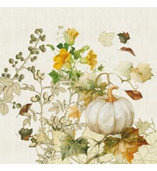 Serviette lin & coton lavé 190 g/m² imprimé orange beige Delices d'automne potiron Garnier Thiebaut