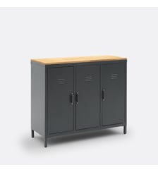 Armoire/Vestiaire 3 portes métal acier chêne Hiba La Redoute Interieurs