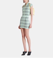 Jupe courte en tweed tartan à paillettes Balmain