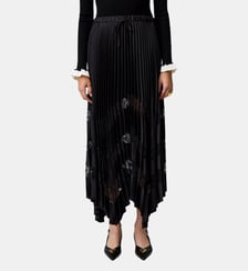Jupe satin dentelle plissée Claudie Pierlot