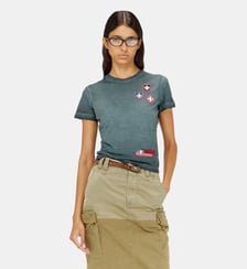 T-shirt avec patchs et côtés en micro-waffle Diesel
