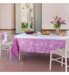 Nappe pur coton antitache motif jacquard violet Glycines parme Garnier Thiebaut