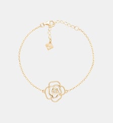 Bracelet souple sur chaîne Rose Perlée | Ardente en Plaqué Or avec diamant blanc La Garçonne Diamant