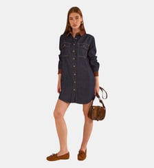Robe Droite En Denim Et Velours Côtelé Paulina Maison 123