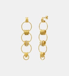 Boucles d'oreilles longues tiges percées   doré à l'or fin - Alicudi Satellite