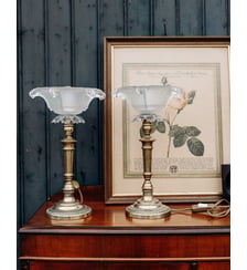 Paire de lampes en laiton et verre Suzanne N°484- Produit chiné Debongout