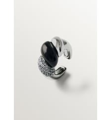 Earcuff individuel en argent 925 finition gunmetal avec topazes blanches et onyx noir Aristocrazy