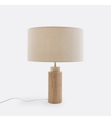 Lampe à poser en chêne, métal fer et lin La Redoute Interieurs