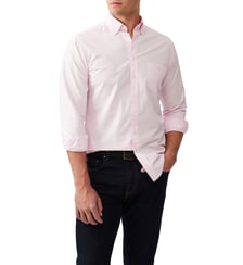 Chemise unie slim en popeline de coton manches longues Hendrick Rodd & Gunn