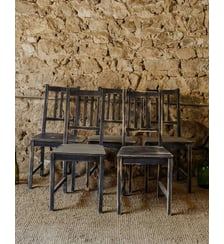 Lot de 5 chaises en bois noir Claude N°1247- Produit chiné Debongout