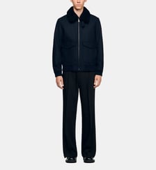 Blouson en laine col amovible Sandro