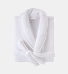 Peignoir col châle 100% Coton BIO, DOUCEUR Blanc Cerise
