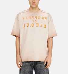 T-shirt en coton décontractée avec imprimé devant et dos Diesel