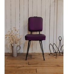 Chaise en métal noir et cuir violet Alma N°1563- Produit chiné Debongout