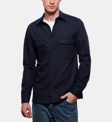 Surchemise laine melange marine coupe droite Atelier Privé