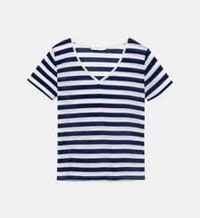 T-shirt manches courtes col v imprimé à rayures ELVIE La Petite Etoile